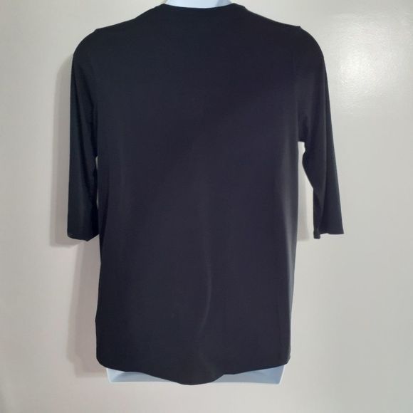 Woman Within Black Swingy 3/4 Sleeve Henley Tunic Top w/Buttons 14/16 NWOT - Picture 2 of 14